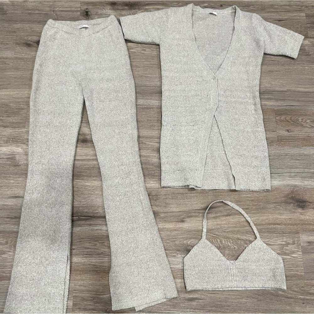 House of CB oatmeal ribbed knit set